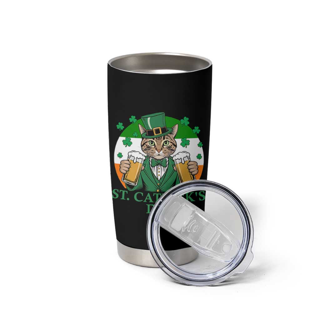 Funny St Catrick's Day Beer Tumbler Cup St Patrick's Day Cat Beer Shamrock - Wonder Print Shop