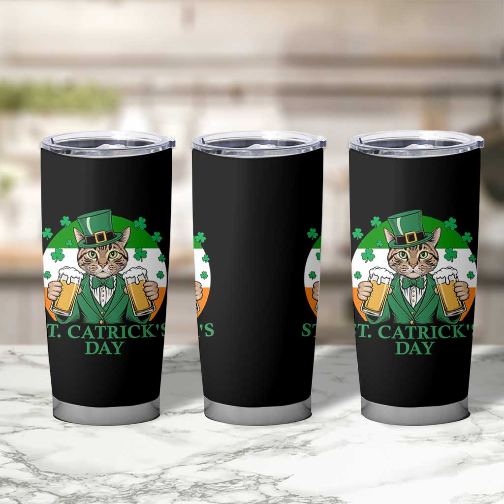 Funny St Catrick's Day Beer Tumbler Cup St Patrick's Day Cat Beer Shamrock - Wonder Print Shop