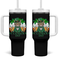 Funny St Catrick's Day Beer Tumbler With Handle St Patrick's Day Cat Beer Shamrock - Wonder Print Shop