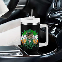 Funny St Catrick's Day Beer Tumbler With Handle St Patrick's Day Cat Beer Shamrock - Wonder Print Shop