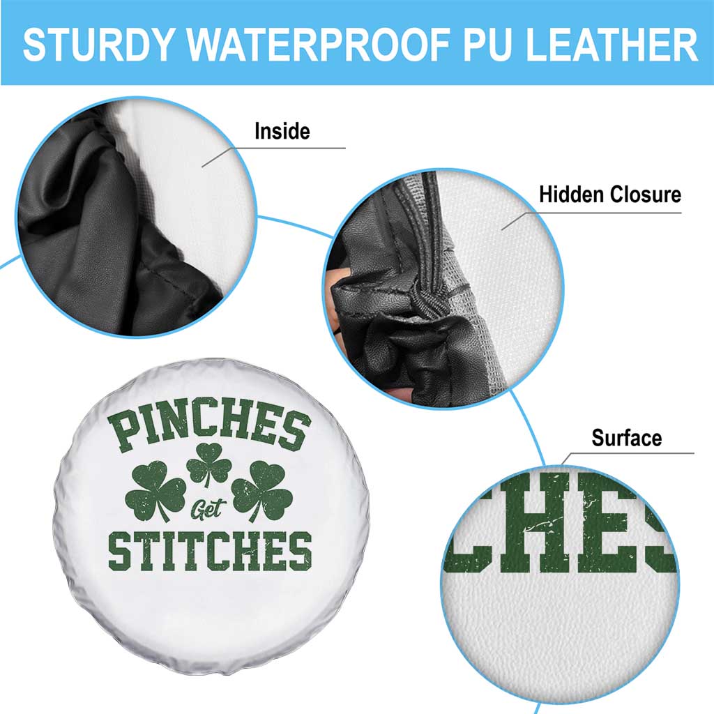 Funny St Patrick's Day Pinches Get Stiches Spare Tire Cover Shamrock