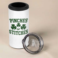 Funny St Patrick's Day Pinches Get Stiches 4 in 1 Can Cooler Tumbler Shamrock