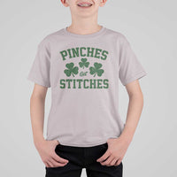 Funny St Patrick's Day Pinches Get Stiches T Shirt For Kid Shamrock