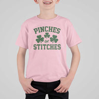 Funny St Patrick's Day Pinches Get Stiches T Shirt For Kid Shamrock