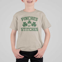 Funny St Patrick's Day Pinches Get Stiches T Shirt For Kid Shamrock