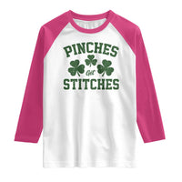 Funny St Patrick's Day Pinches Get Stiches Raglan Shirt Shamrock