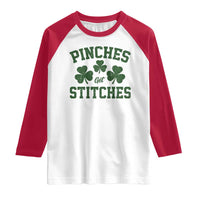 Funny St Patrick's Day Pinches Get Stiches Raglan Shirt Shamrock