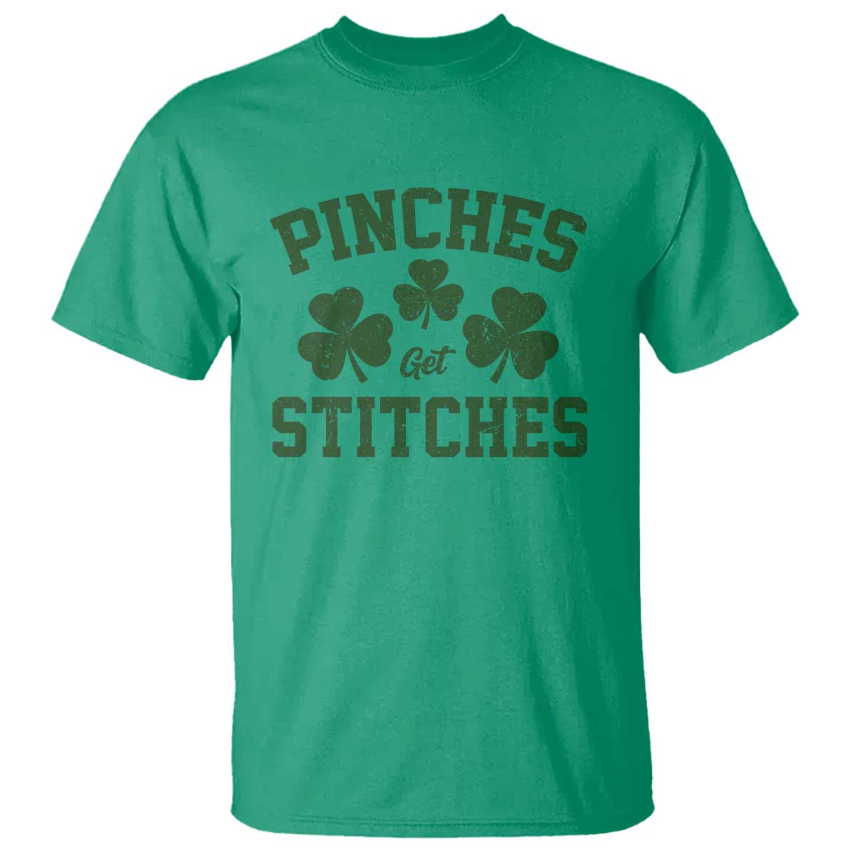 Funny St Patrick's Day Pinches Get Stiches T Shirt Shamrock