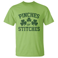 Funny St Patrick's Day Pinches Get Stiches T Shirt Shamrock