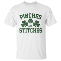 Funny St Patrick's Day Pinches Get Stiches T Shirt Shamrock