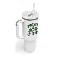 Funny St Patrick's Day Pinches Get Stiches Tumbler With Handle Shamrock
