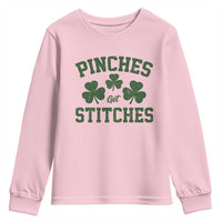 Funny St Patrick's Day Pinches Get Stiches Youth Sweatshirt Shamrock