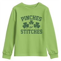 Funny St Patrick's Day Pinches Get Stiches Youth Sweatshirt Shamrock