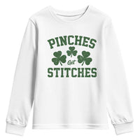 Funny St Patrick's Day Pinches Get Stiches Youth Sweatshirt Shamrock