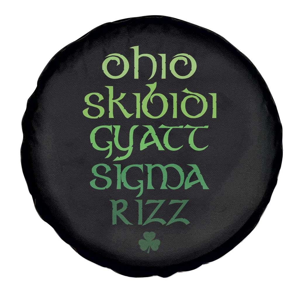 Funny Ohio Skibidi Gyatt Sigma Rizz St Patrick's Day Spare Tire Cover Shamrock