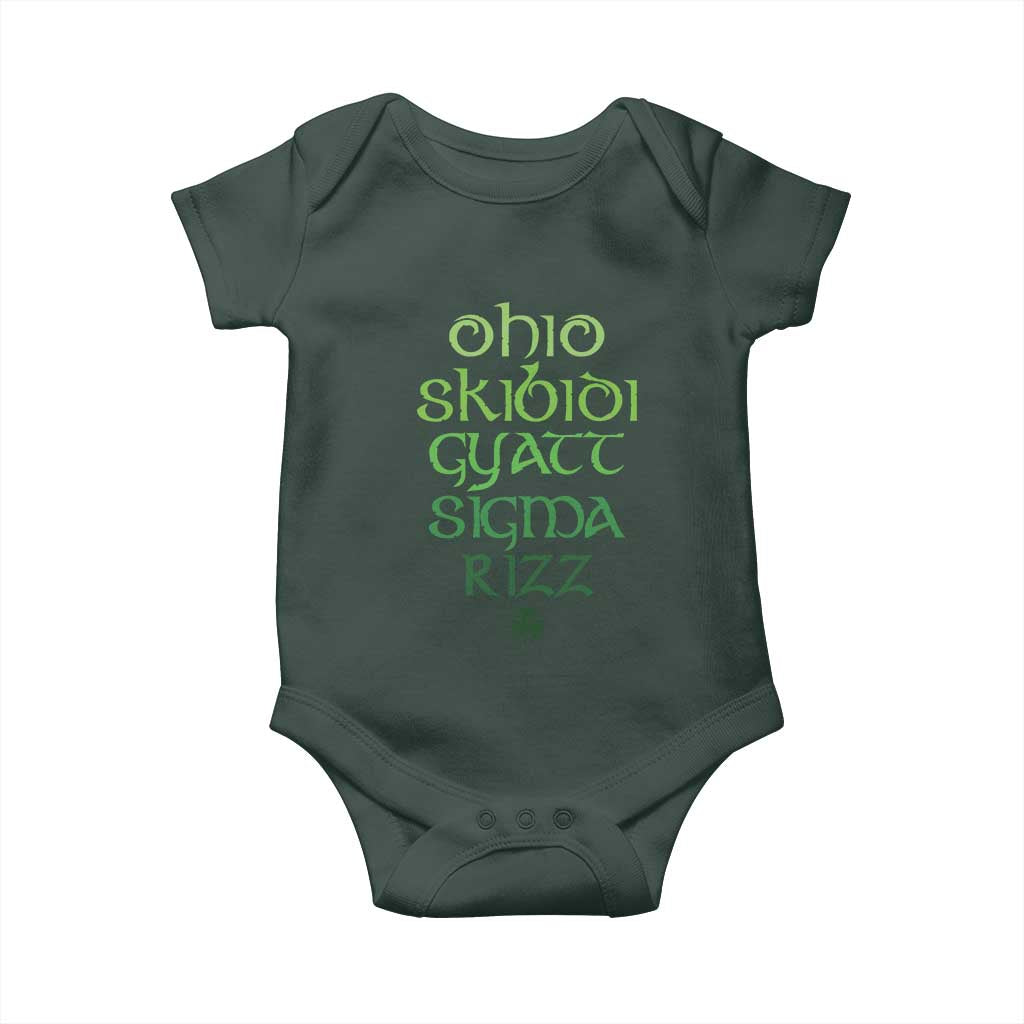 Funny Ohio Skibidi Gyatt Sigma Rizz St Patrick's Day Baby Onesie Shamrock