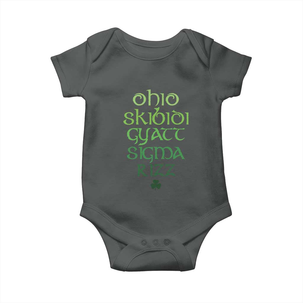 Funny Ohio Skibidi Gyatt Sigma Rizz St Patrick's Day Baby Onesie Shamrock