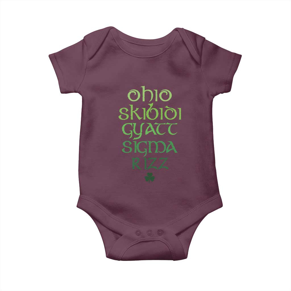 Funny Ohio Skibidi Gyatt Sigma Rizz St Patrick's Day Baby Onesie Shamrock