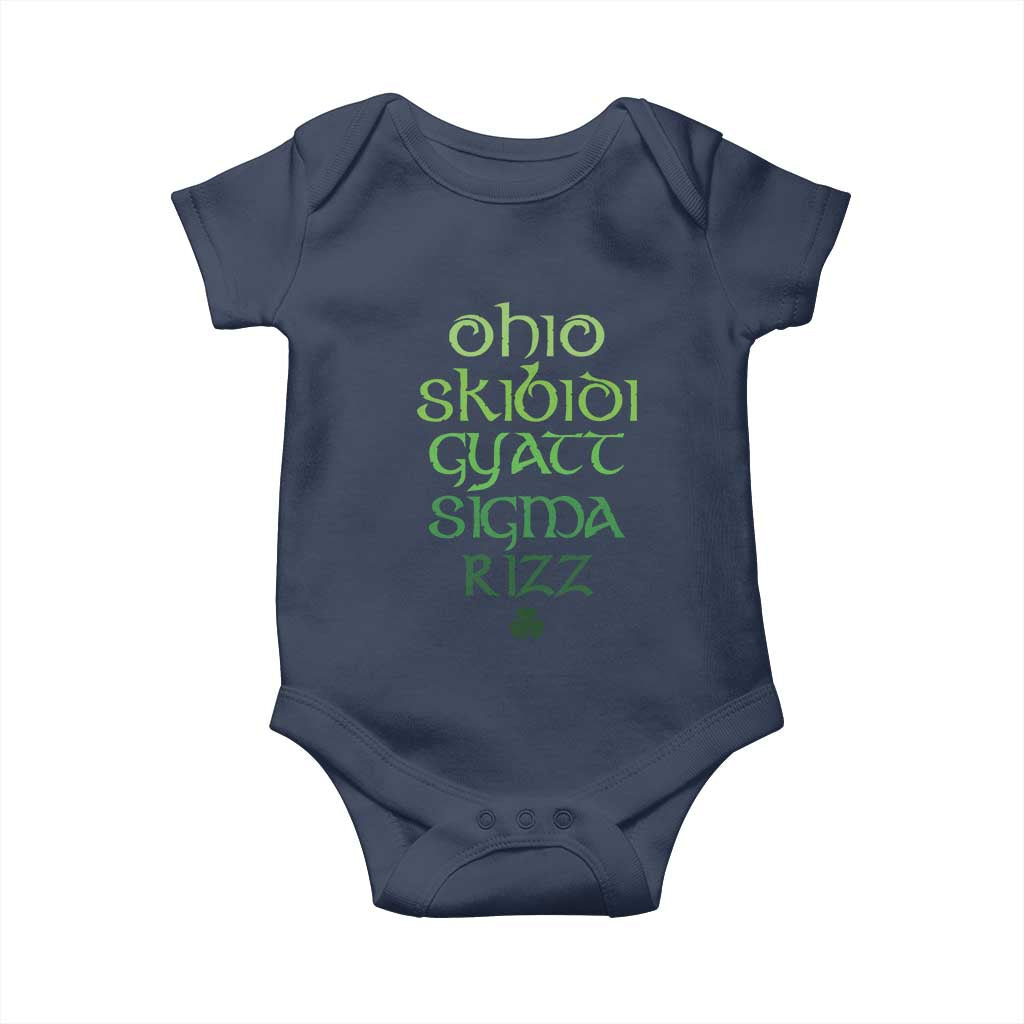 Funny Ohio Skibidi Gyatt Sigma Rizz St Patrick's Day Baby Onesie Shamrock