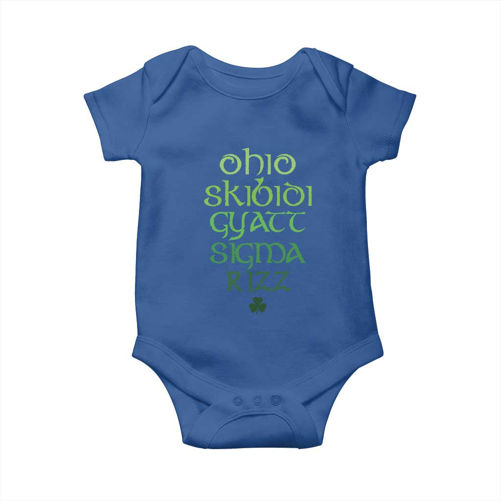 Funny Ohio Skibidi Gyatt Sigma Rizz St Patrick's Day Baby Onesie Shamrock