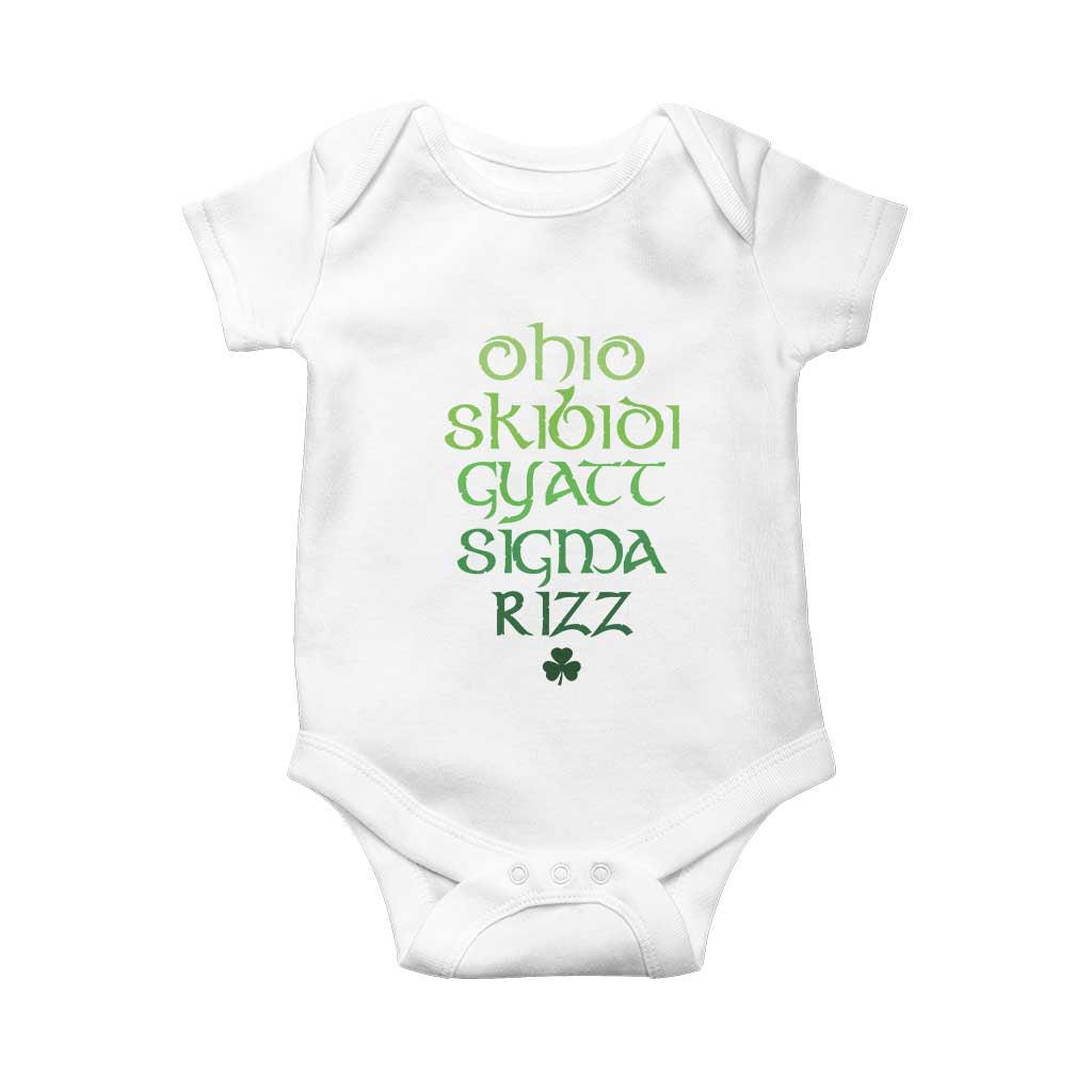 Funny Ohio Skibidi Gyatt Sigma Rizz St Patrick's Day Baby Onesie Shamrock