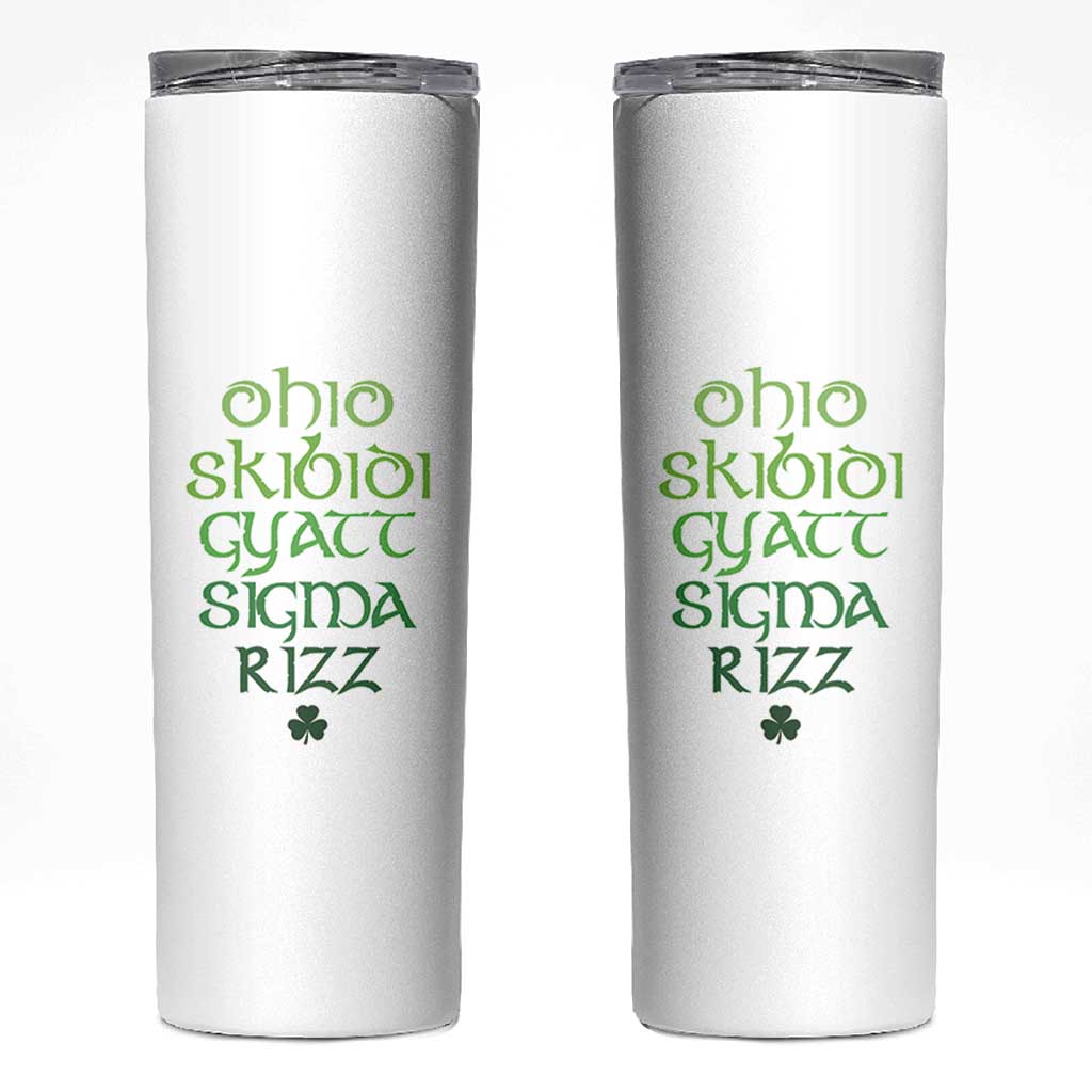 Funny Ohio Skibidi Gyatt Sigma Rizz St Patrick's Day Skinny Tumbler Shamrock
