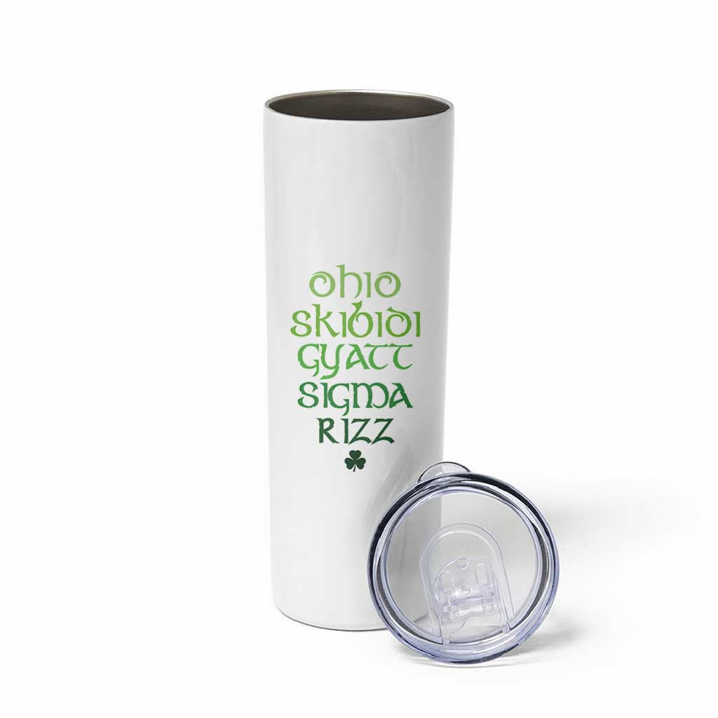 Funny Ohio Skibidi Gyatt Sigma Rizz St Patrick's Day Skinny Tumbler Shamrock