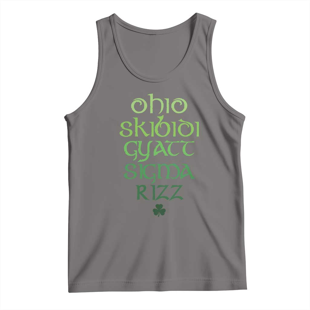 Funny Ohio Skibidi Gyatt Sigma Rizz St Patrick's Day Tank Top Shamrock