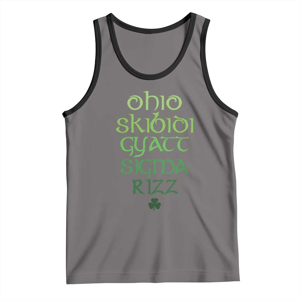 Funny Ohio Skibidi Gyatt Sigma Rizz St Patrick's Day Tank Top Shamrock