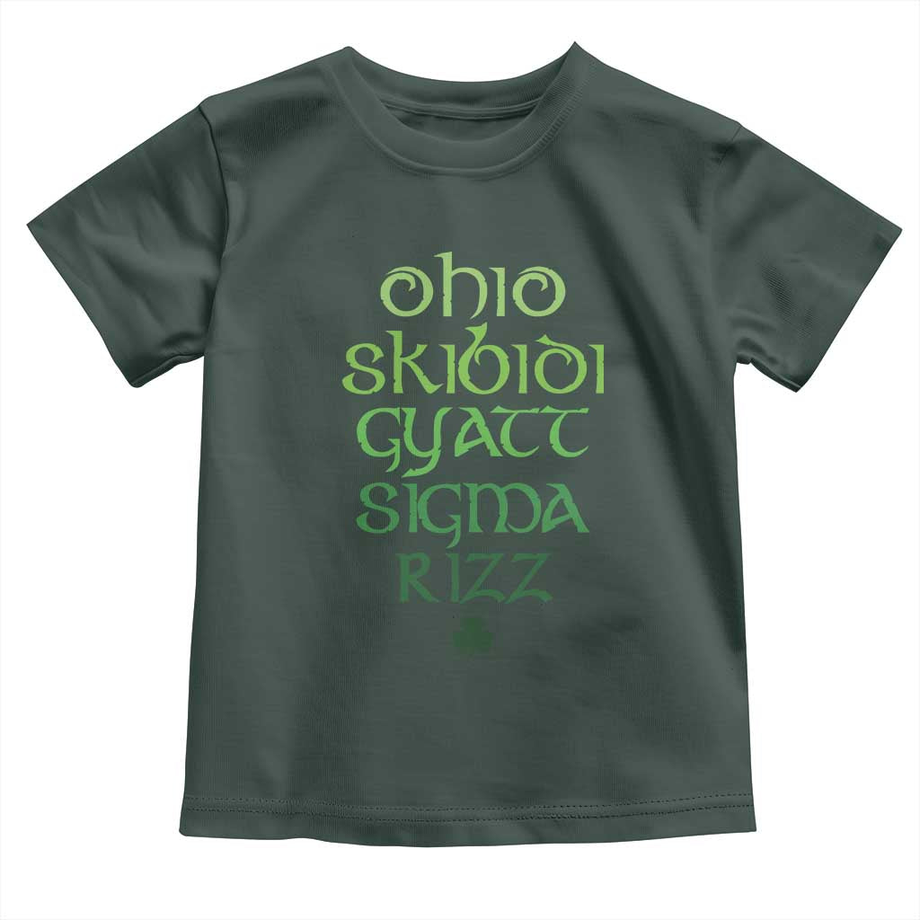Funny Ohio Skibidi Gyatt Sigma Rizz St Patrick's Day Toddler T Shirt Shamrock
