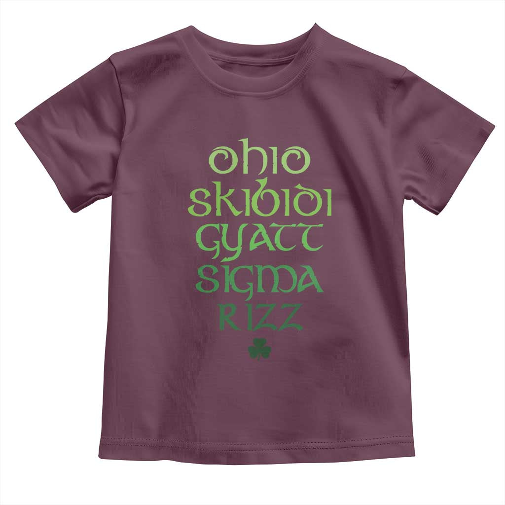 Funny Ohio Skibidi Gyatt Sigma Rizz St Patrick's Day Toddler T Shirt Shamrock