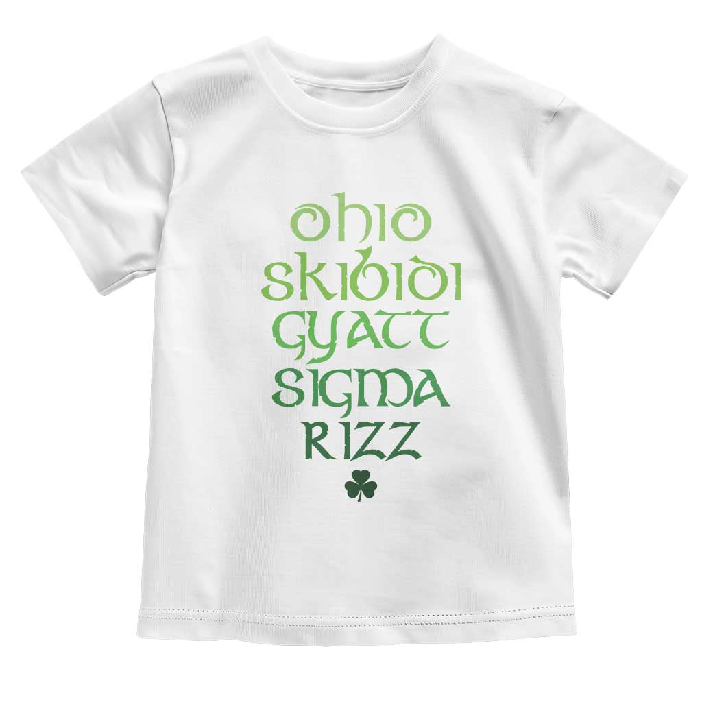 Funny Ohio Skibidi Gyatt Sigma Rizz St Patrick's Day Toddler T Shirt Shamrock