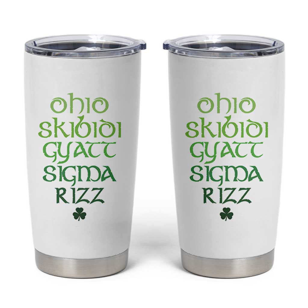 Funny Ohio Skibidi Gyatt Sigma Rizz St Patrick's Day Tumbler Cup Shamrock