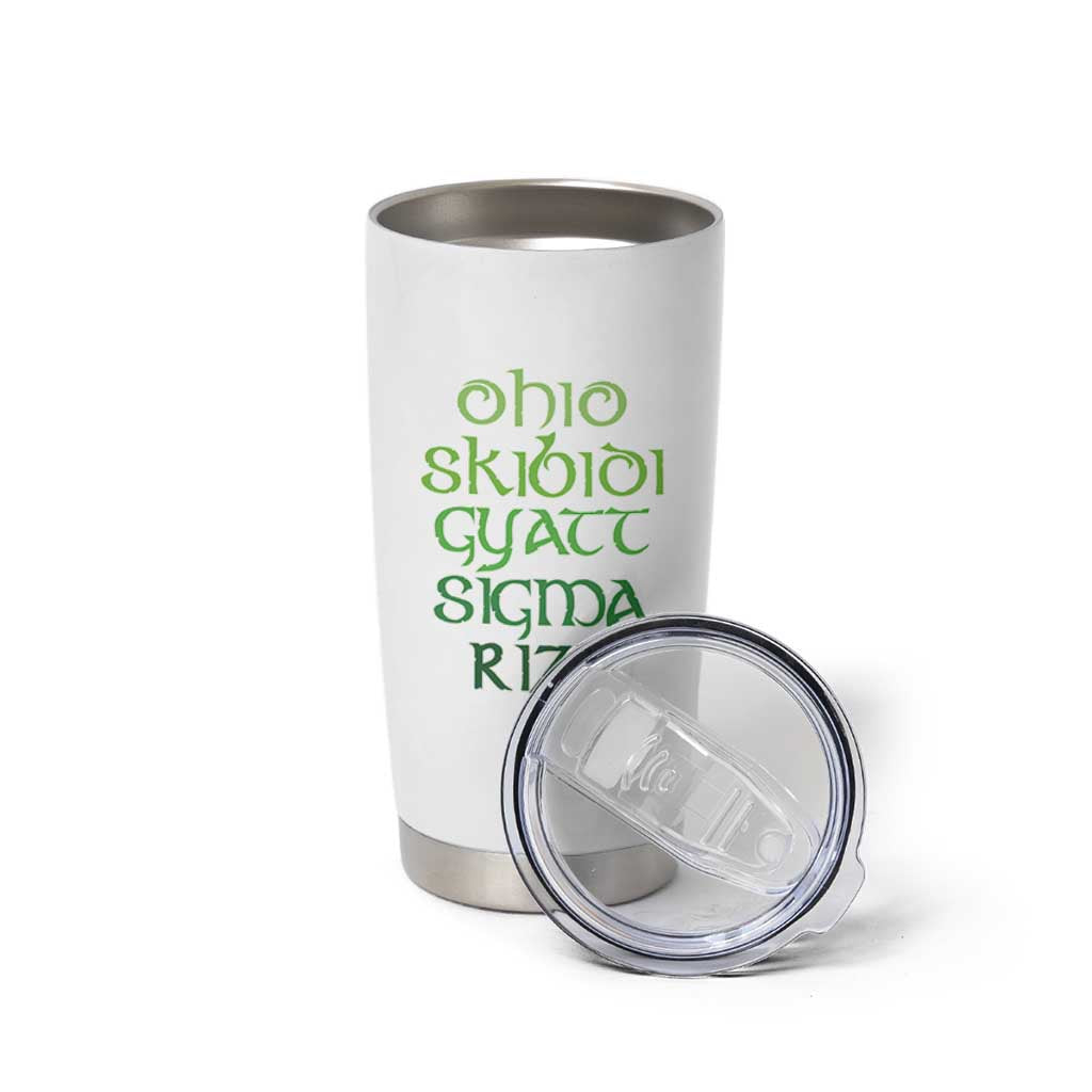 Funny Ohio Skibidi Gyatt Sigma Rizz St Patrick's Day Tumbler Cup Shamrock