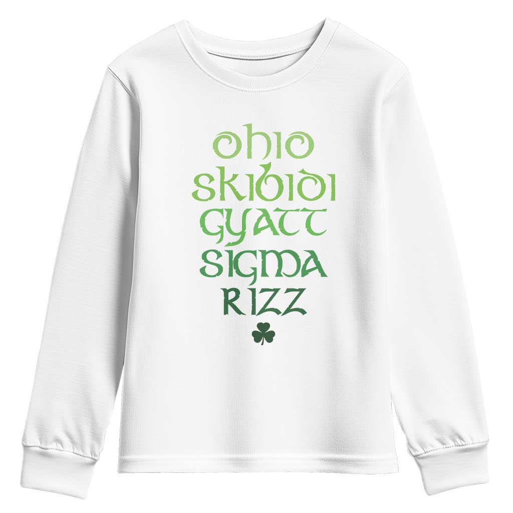 Funny Ohio Skibidi Gyatt Sigma Rizz St Patrick's Day Youth Sweatshirt Shamrock
