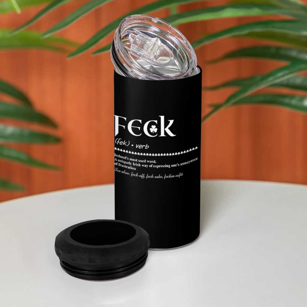 Funny Irish Pride 4 in 1 Can Cooler Tumbler Feck Definition Shamrocks St Patrick's Day