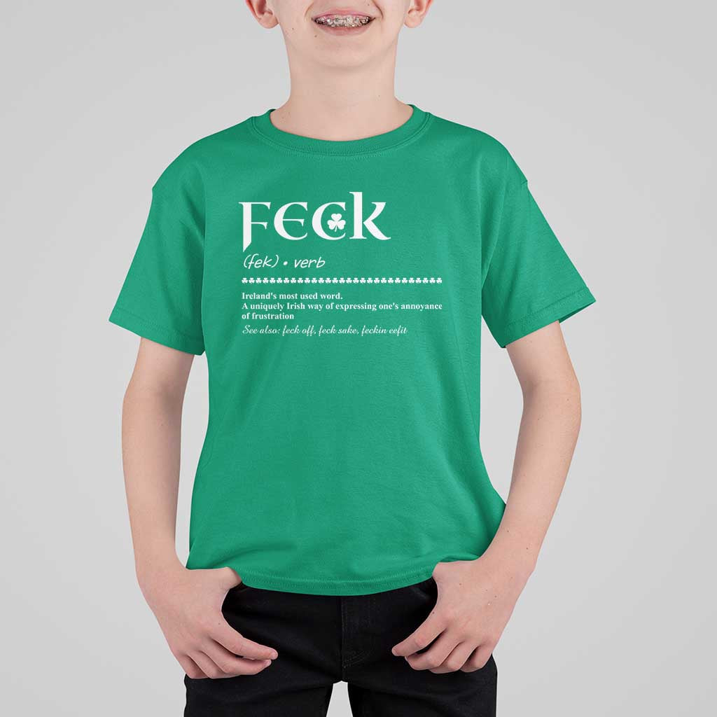 Funny Irish Pride T Shirt For Kid Feck Definition Shamrocks St Patrick's Day