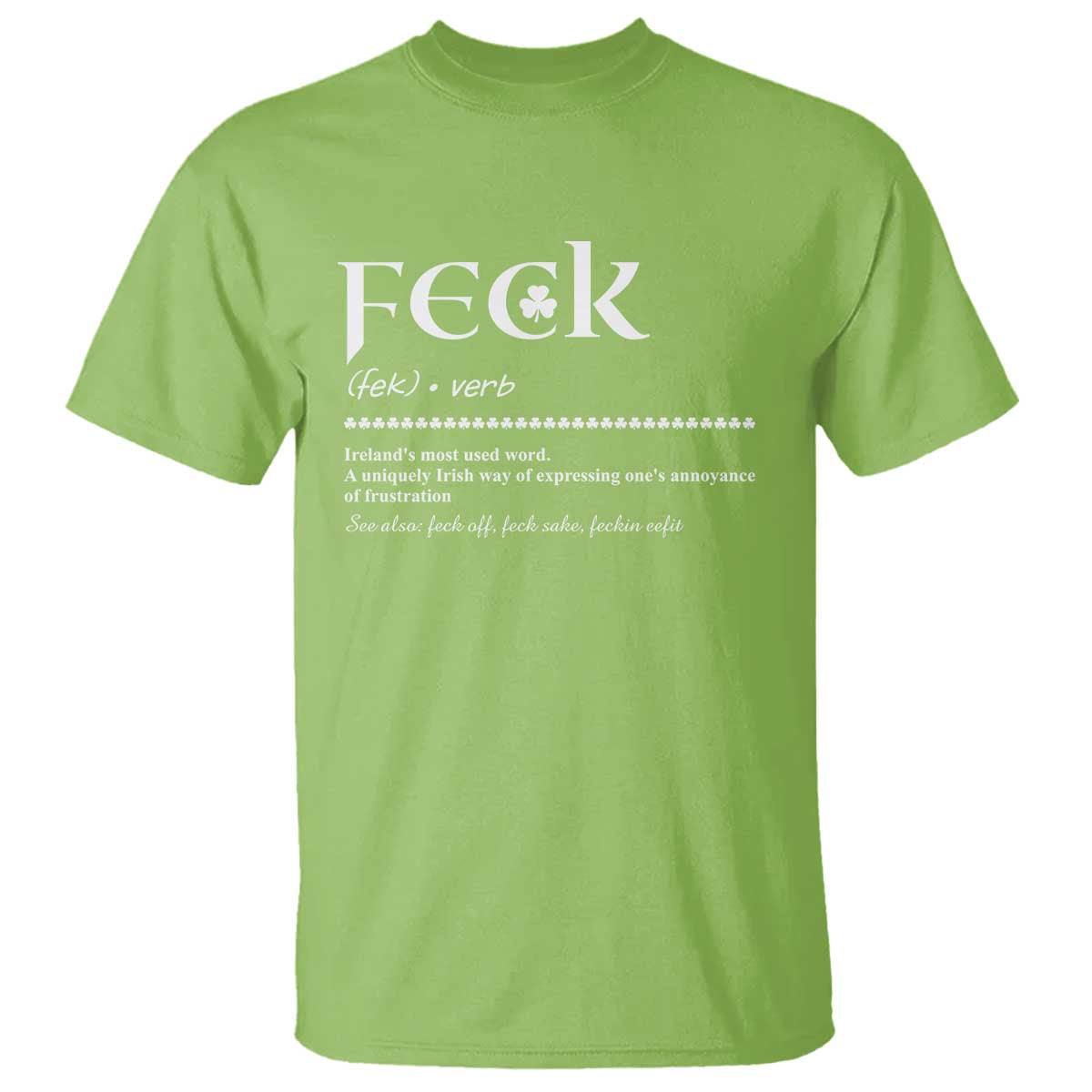 Funny Irish Pride T Shirt Feck Definition Shamrocks St Patrick's Day