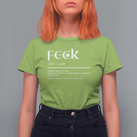Funny Irish Pride T Shirt For Women Feck Definition Shamrocks St Patrick's Day