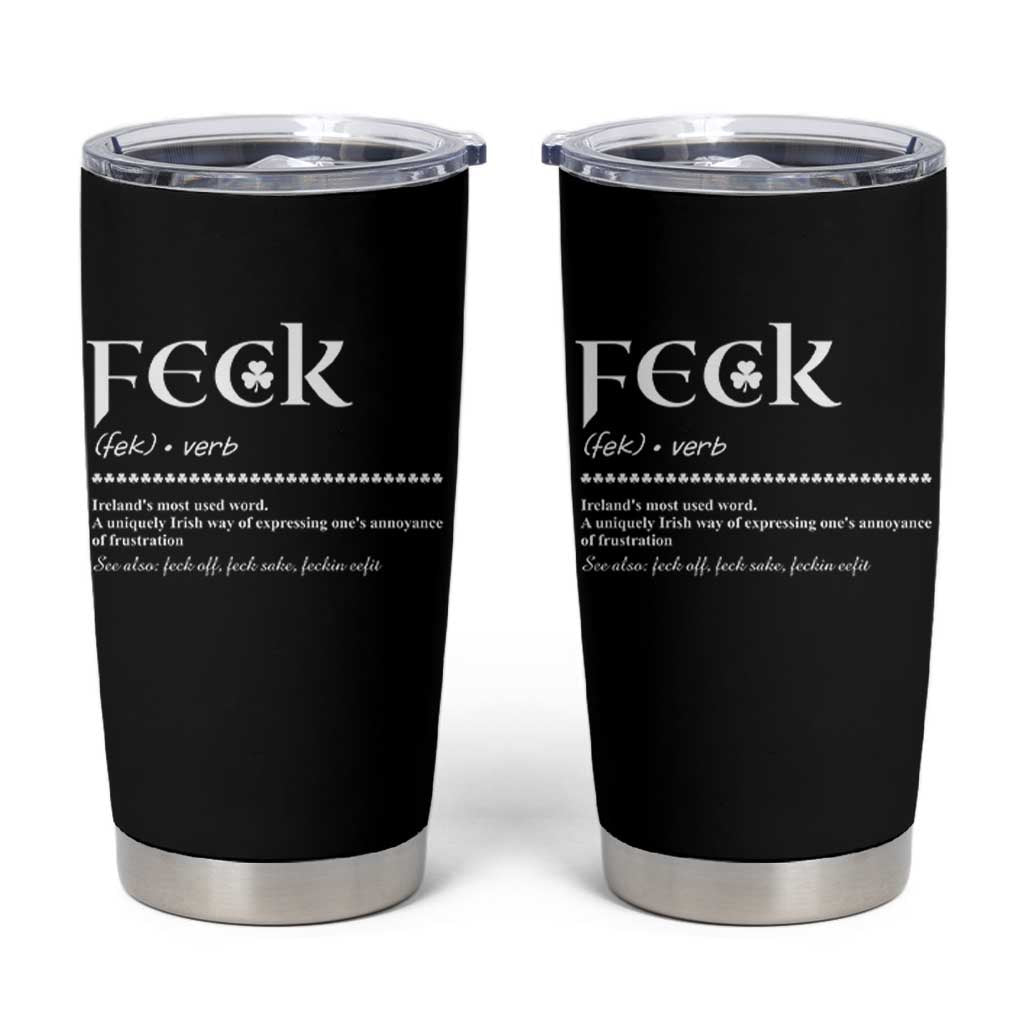 Funny Irish Pride Tumbler Cup Feck Definition Shamrocks St Patrick's Day