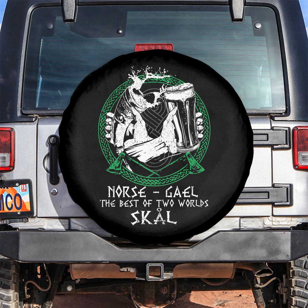 Funny Norse Gael The Best Of Two Worlds Skal Spare Tire Cover Irish Viking Beer