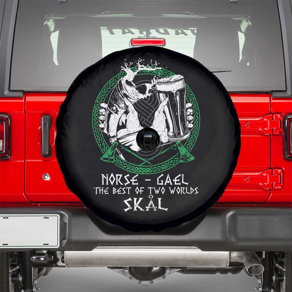 Funny Norse Gael The Best Of Two Worlds Skal Spare Tire Cover Irish Viking Beer