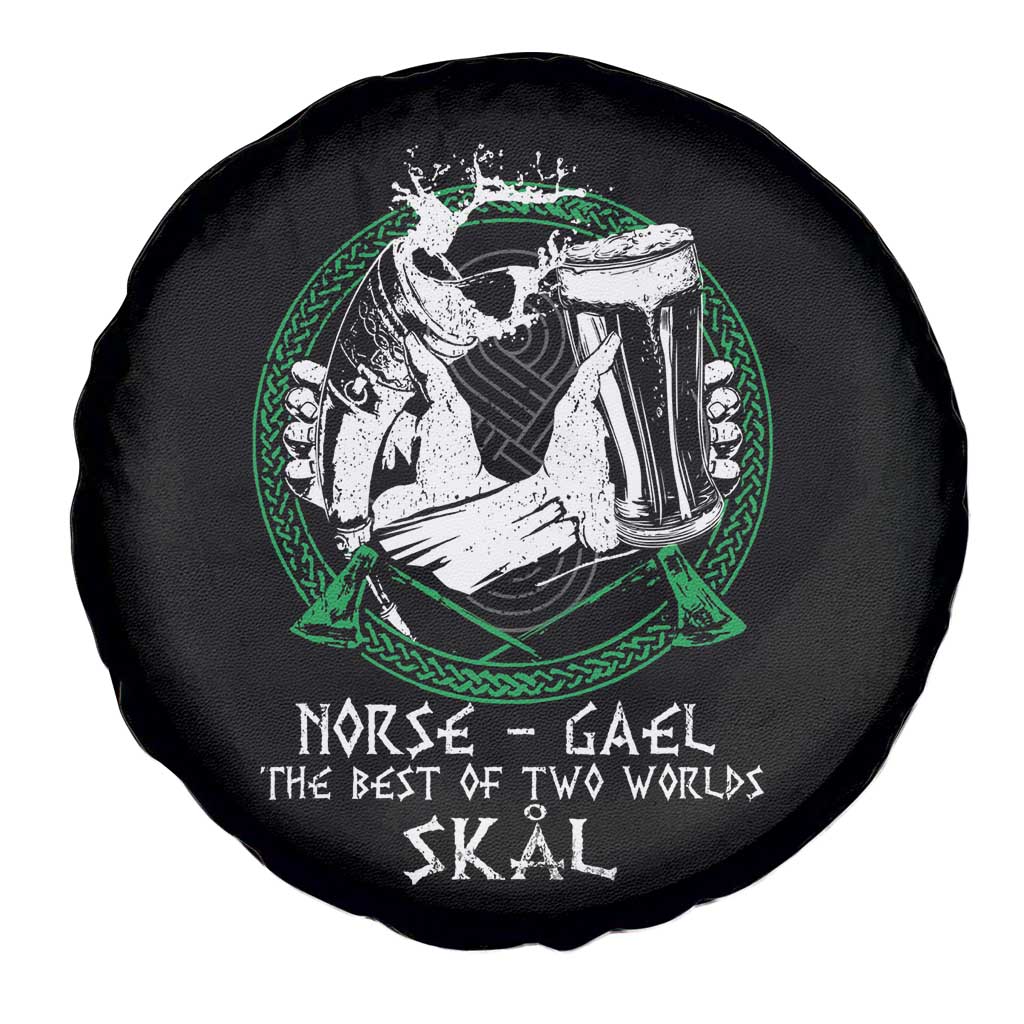 Funny Norse Gael The Best Of Two Worlds Skal Spare Tire Cover Irish Viking Beer
