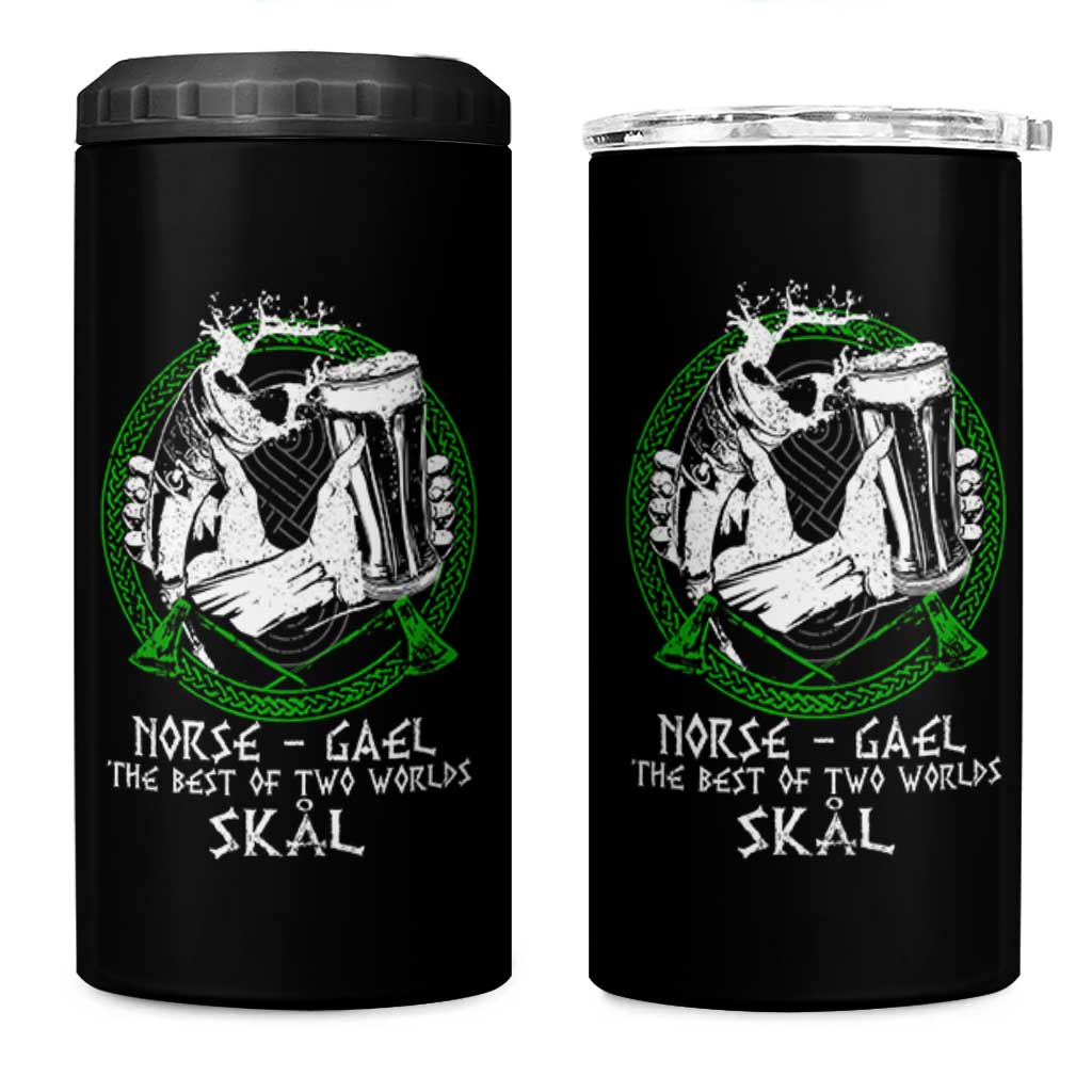 Funny Norse Gael The Best Of Two Worlds Skal 4 in 1 Can Cooler Tumbler Irish Viking Beer - Wonder Print Shop