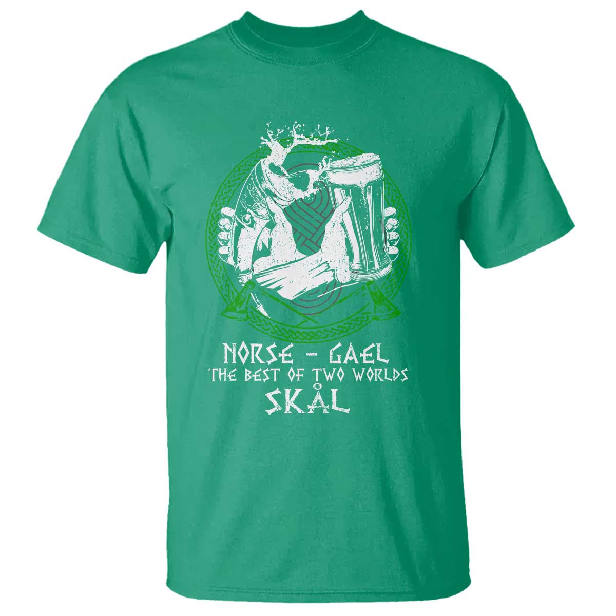 Funny Norse Gael The Best Of Two Worlds Skal T Shirt Irish Viking Beer