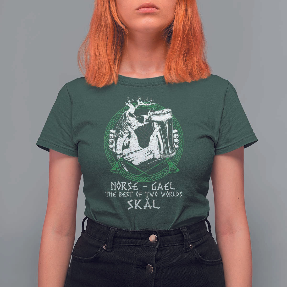 Funny Norse Gael The Best Of Two Worlds Skal T Shirt For Women Irish Viking Beer