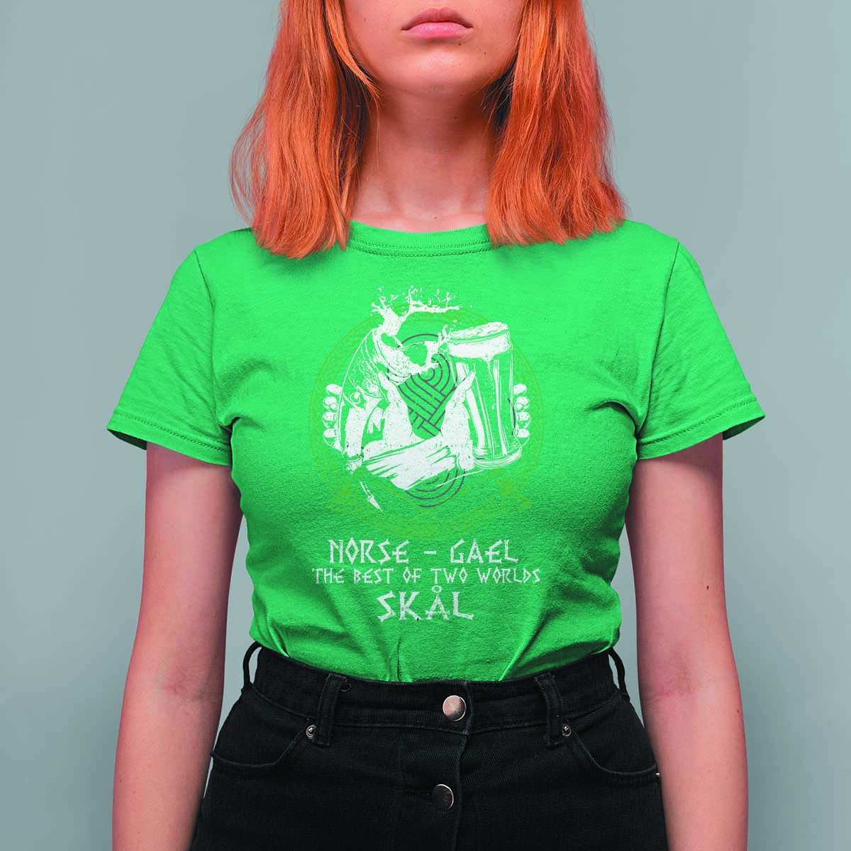 Funny Norse Gael The Best Of Two Worlds Skal T Shirt For Women Irish Viking Beer