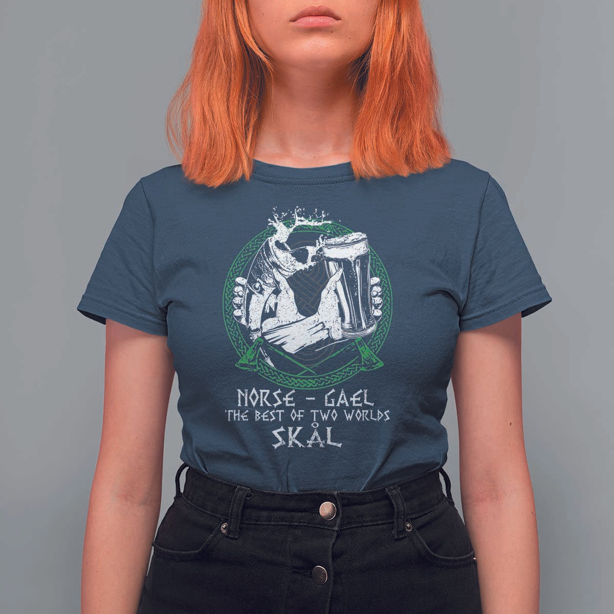 Funny Norse Gael The Best Of Two Worlds Skal T Shirt For Women Irish Viking Beer