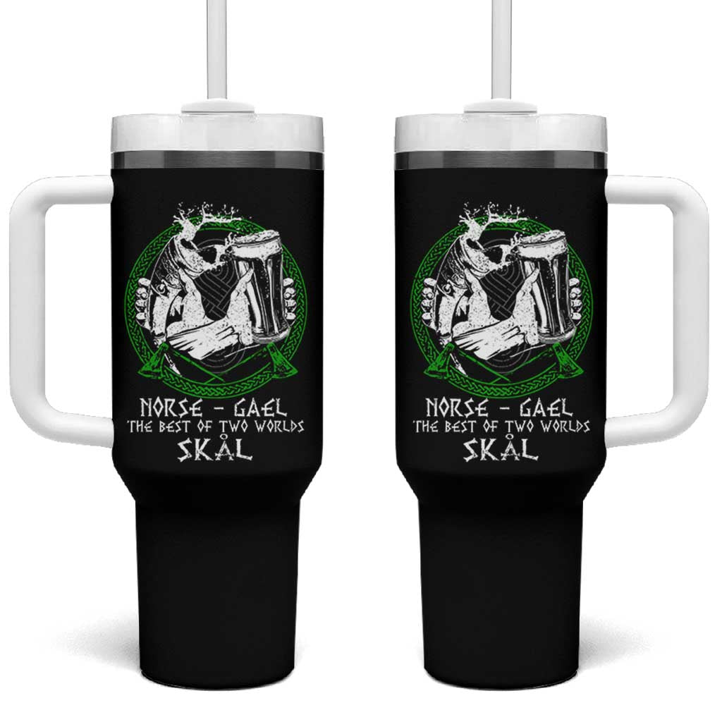 Funny Norse Gael The Best Of Two Worlds Skal Tumbler With Handle Irish Viking Beer - Wonder Print Shop