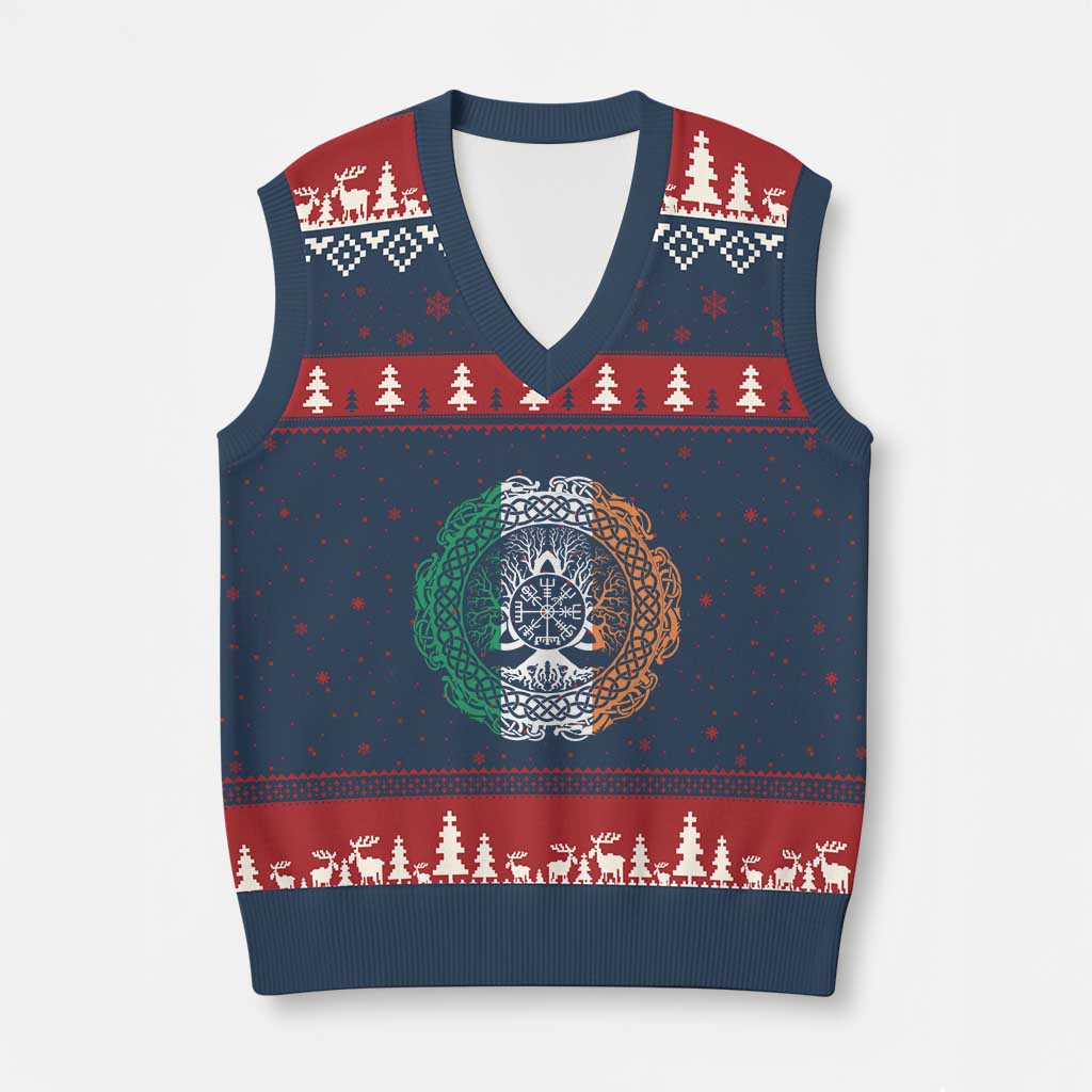 Norse Gaels Viking Yggdrasil Awe Tree V-Neck Knit Sweater Vest Irish St Patricks Day - Wonder Print Shop